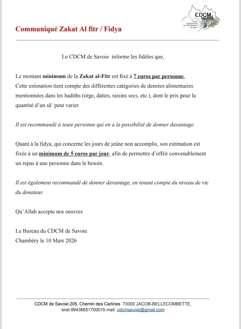 Zakat Al Fitr et la Fidya