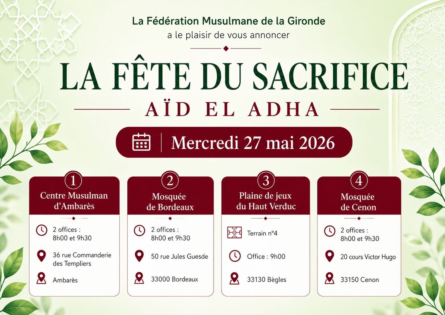 Prière du l'aid