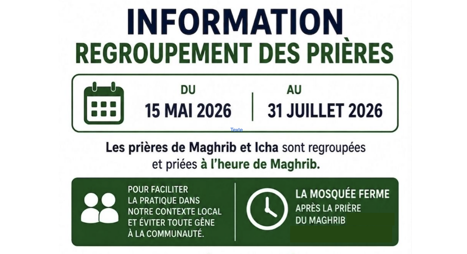 Regroupement de l'icha avec Maghreb