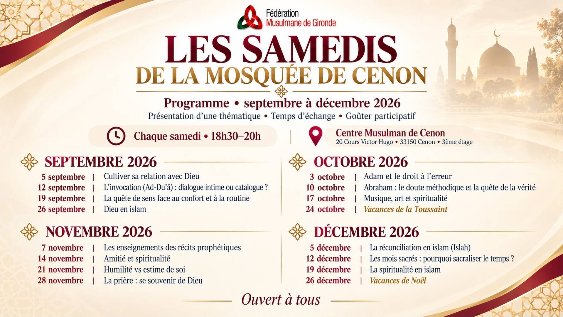 Les samedis de la mosquée de Cenon