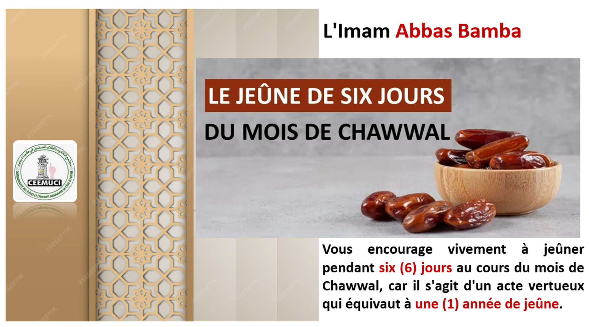 Jeûne 6 jours de Chawwal