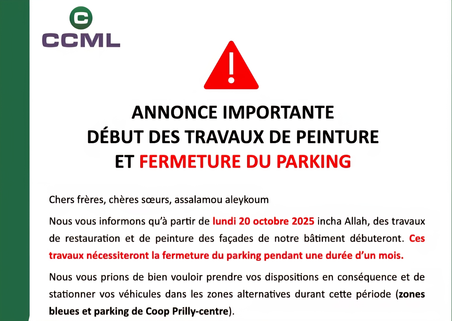 Annonce Importante