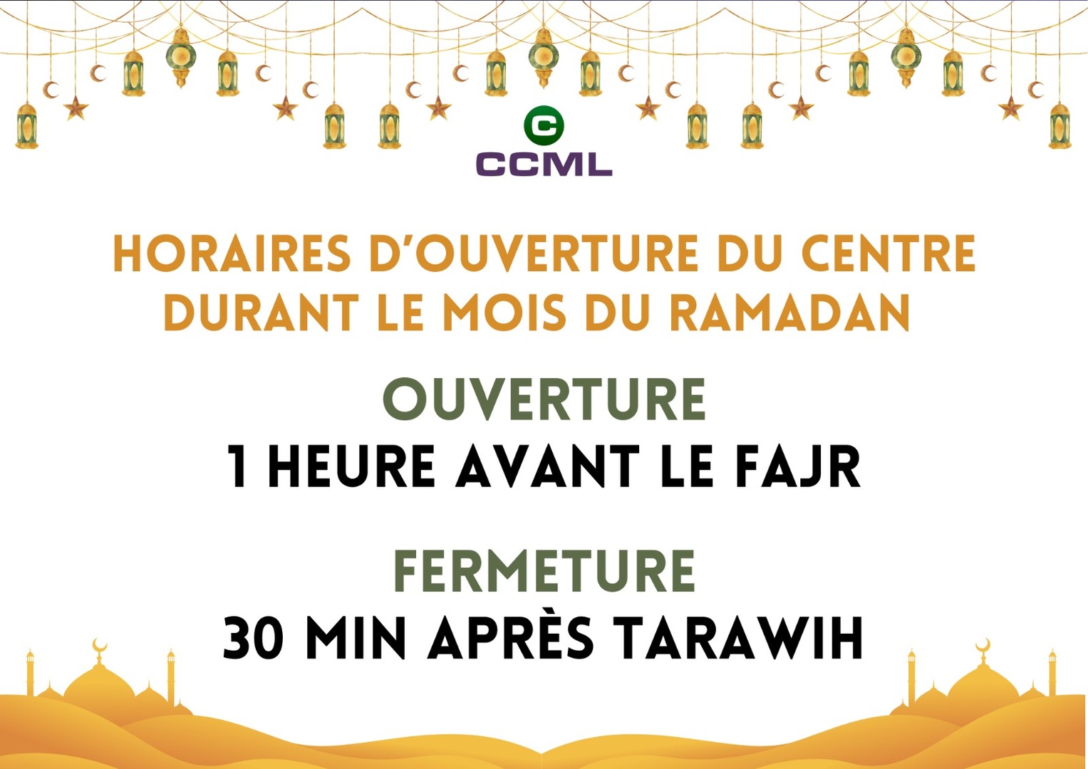 Horaires d'ouverture su CCML