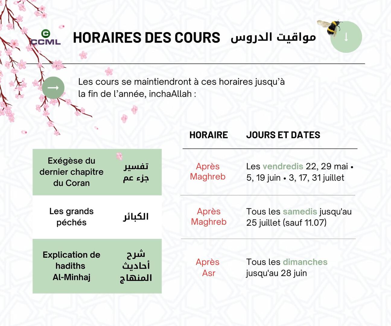Horaires Des Cours