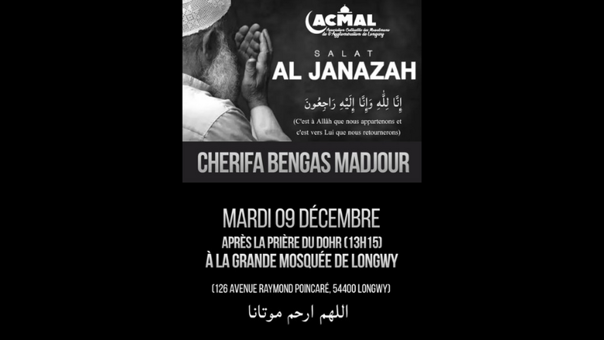 Salât Janaza 09.12 à 13h15