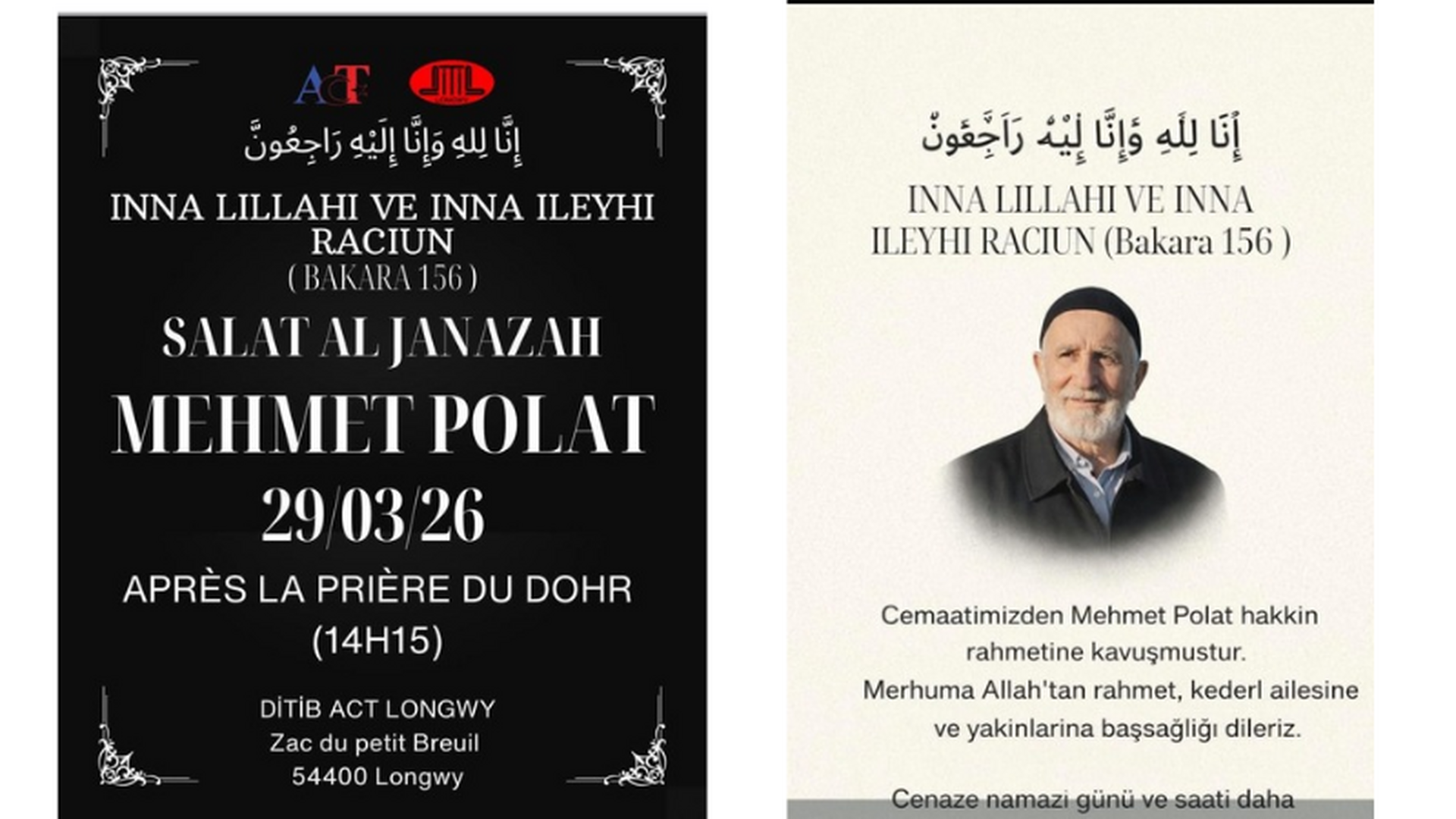 Salât Janaza à la mosquée Turque 29.03