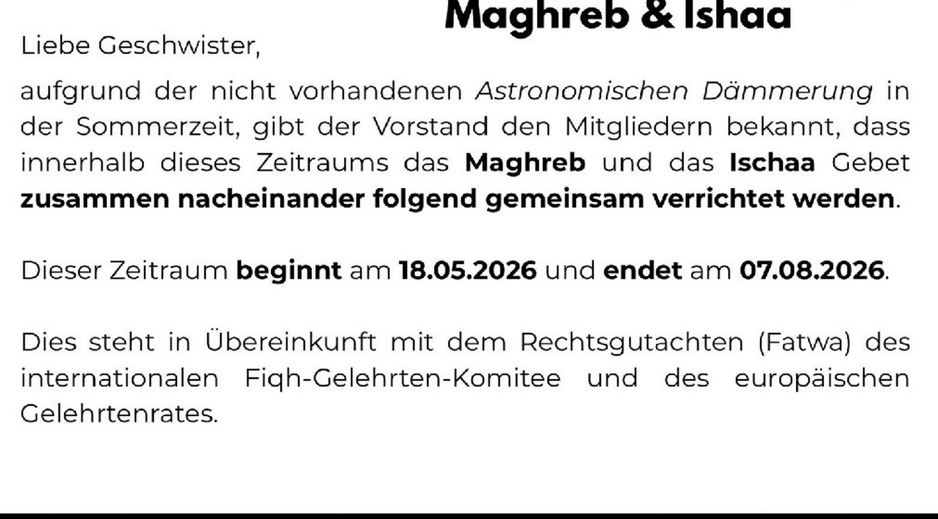 Maghrib/Ishaa