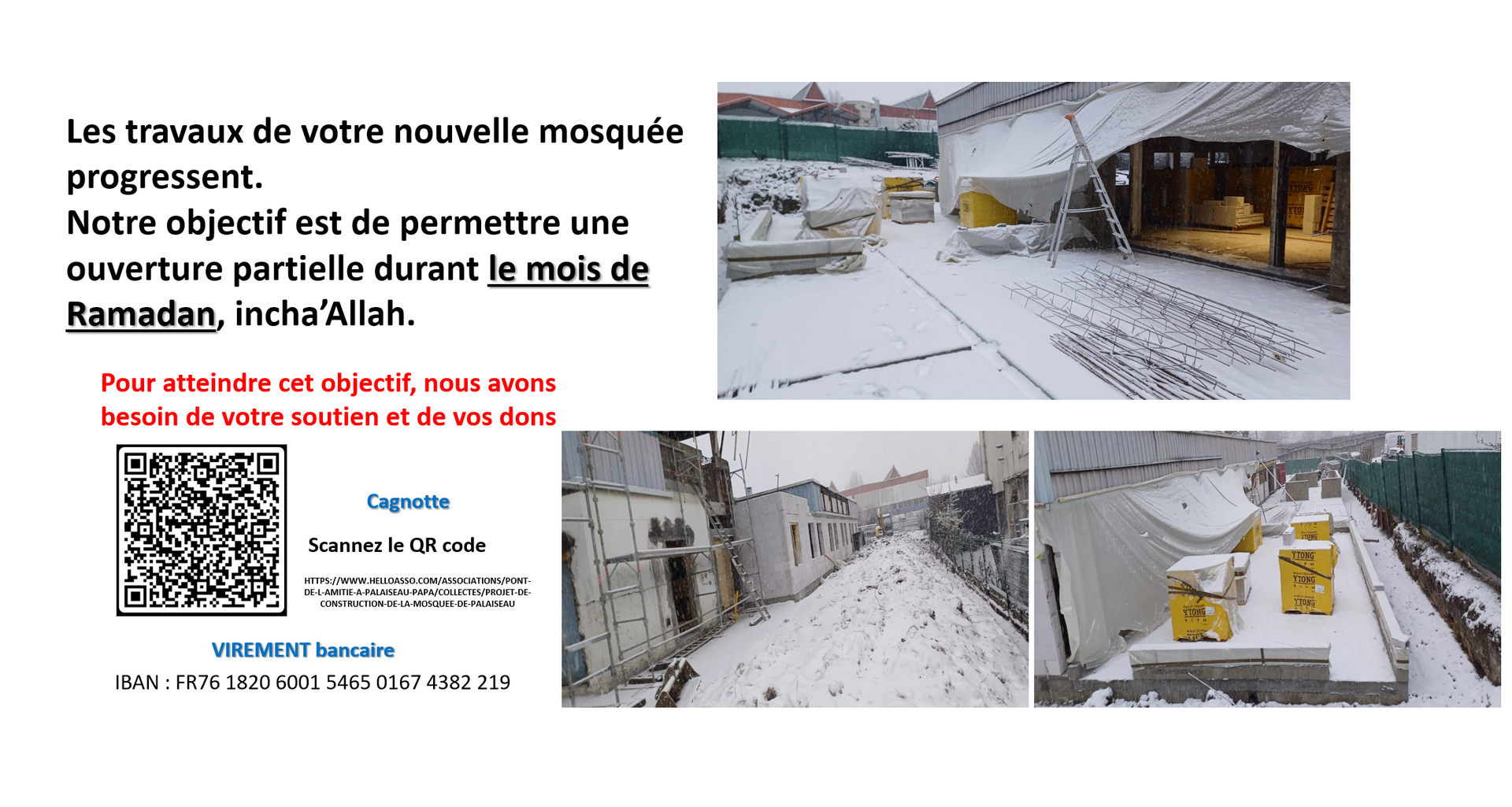 Besoin de don pour la nouvelle mosquée