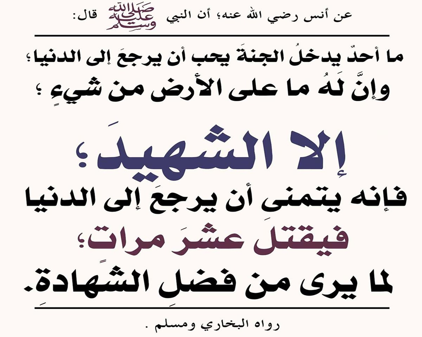 عَظيمِ أجْرِ الشَّهيدِ وكَرامتِه