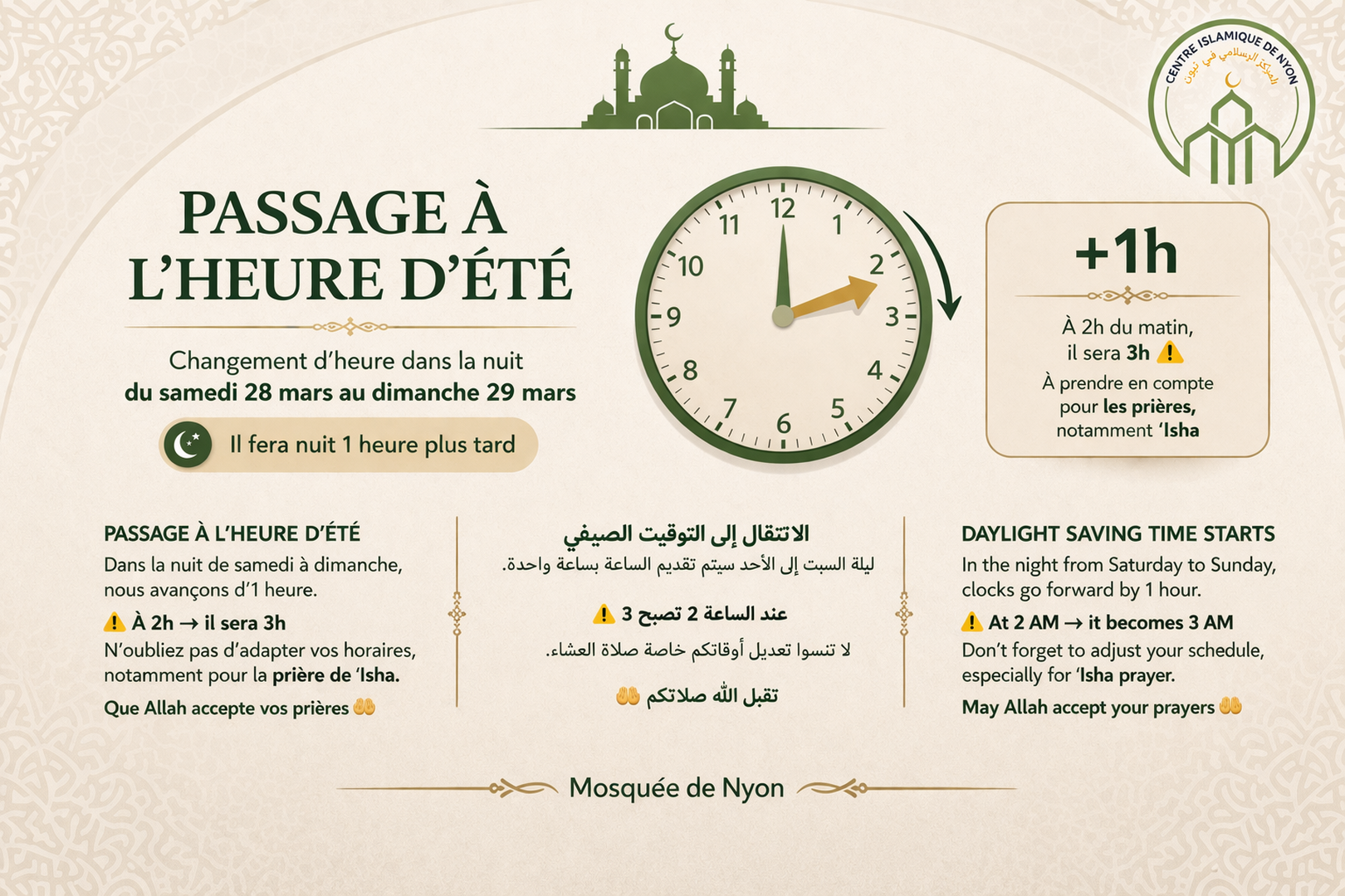 Changement d’horaire d’été