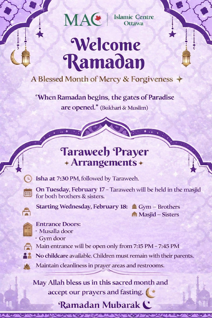 Taraweeh Prayer Arrangements