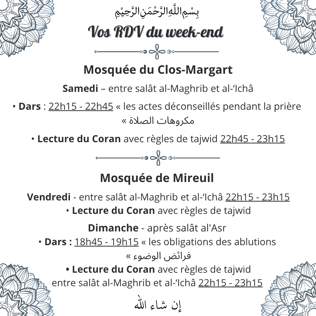 Vos RDV de ce week-end
