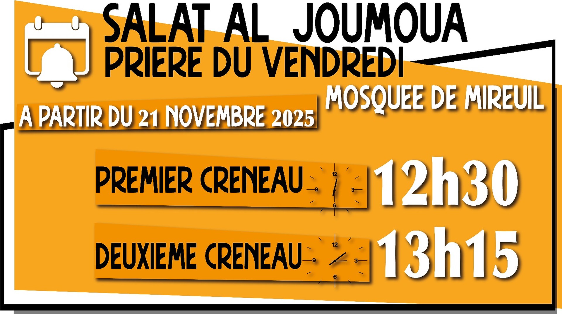 Salat Joumou3a à partir du 21 novembre