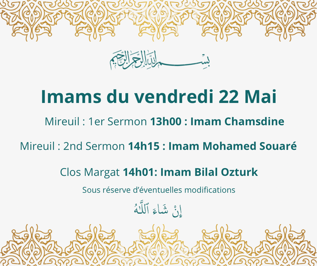 Imams du vendredi 22 mai