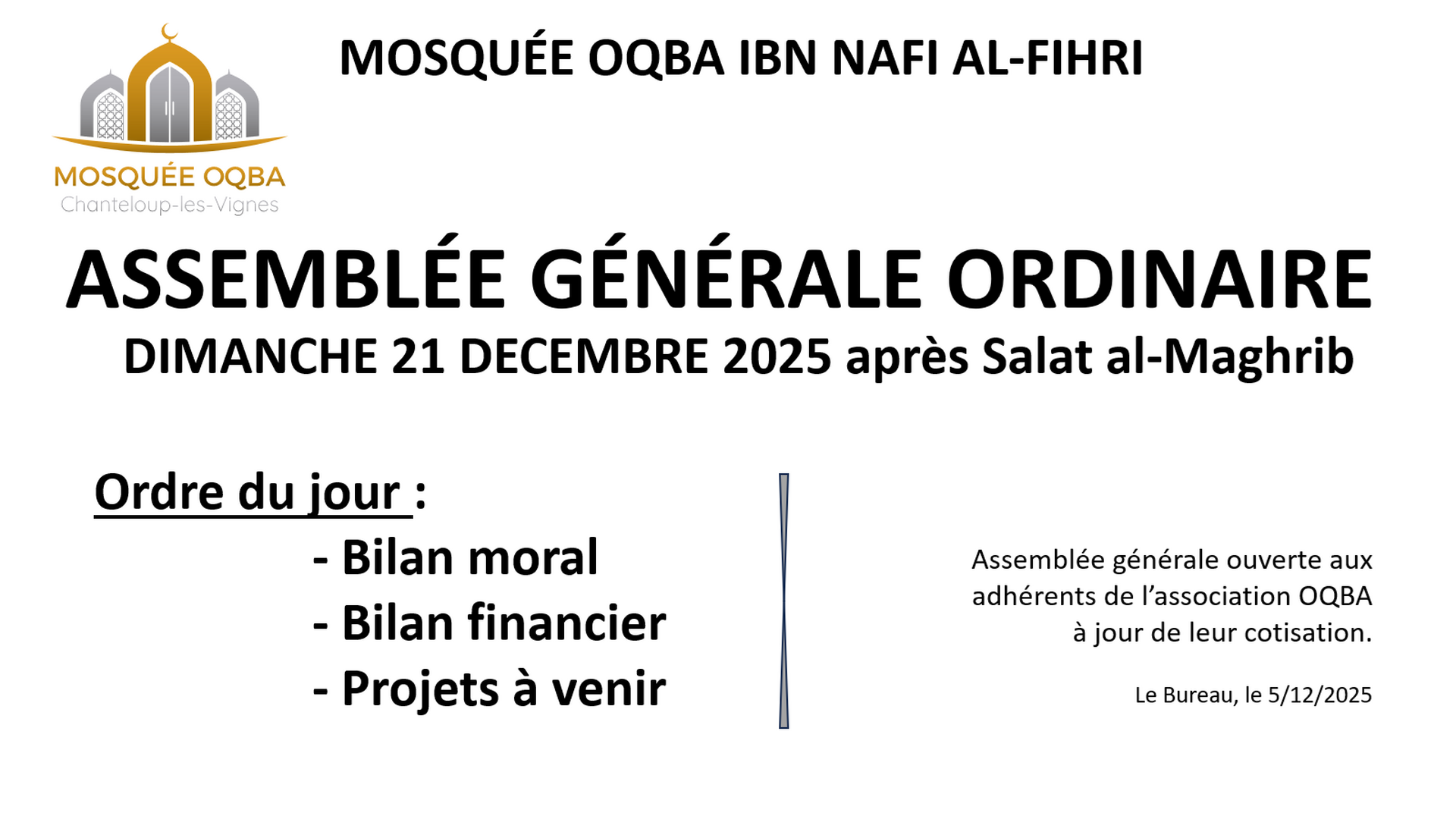 Assemblée Générale OQBA 2025