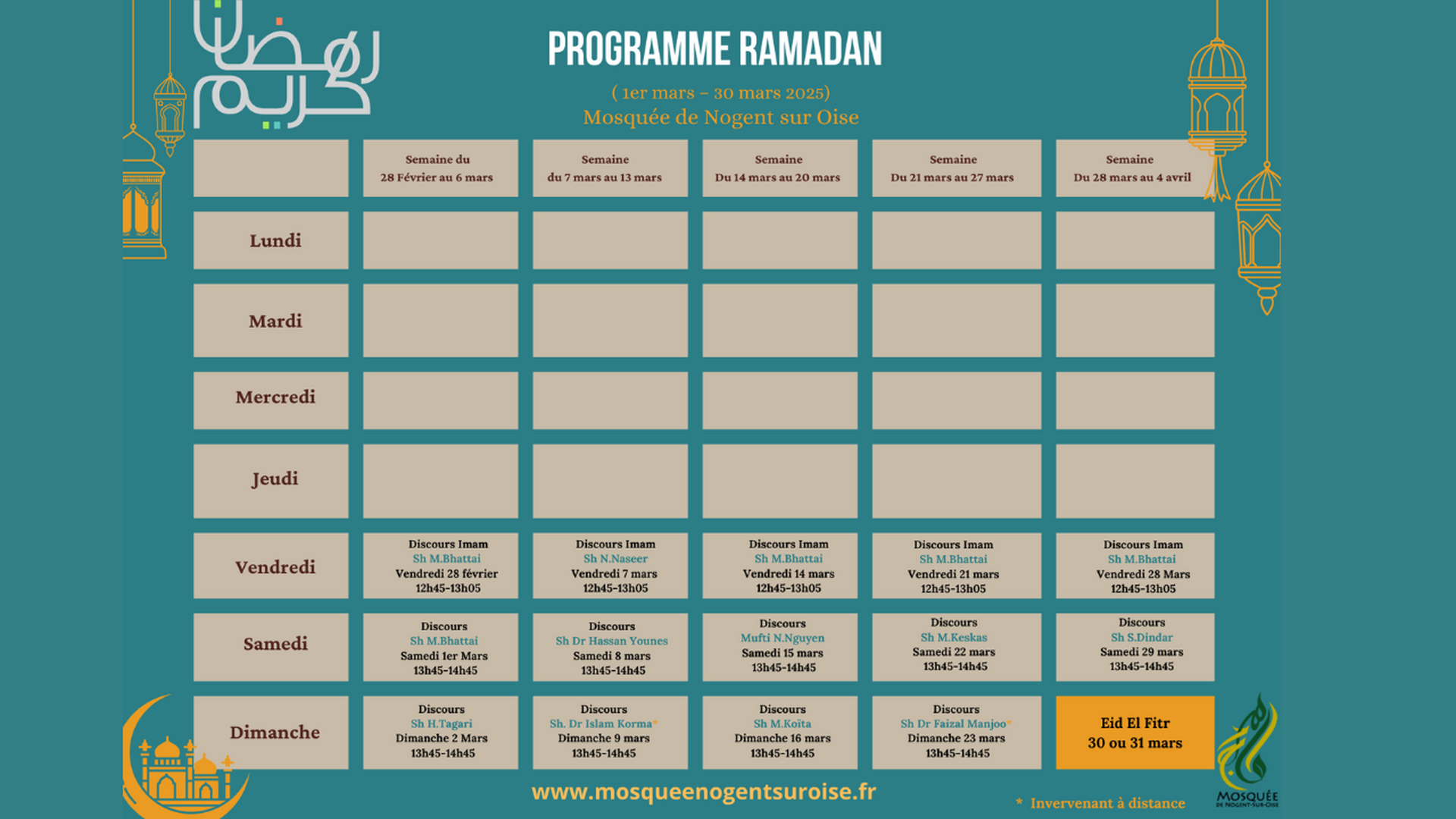 Mawaqit Programme Discours Ramadan 2025