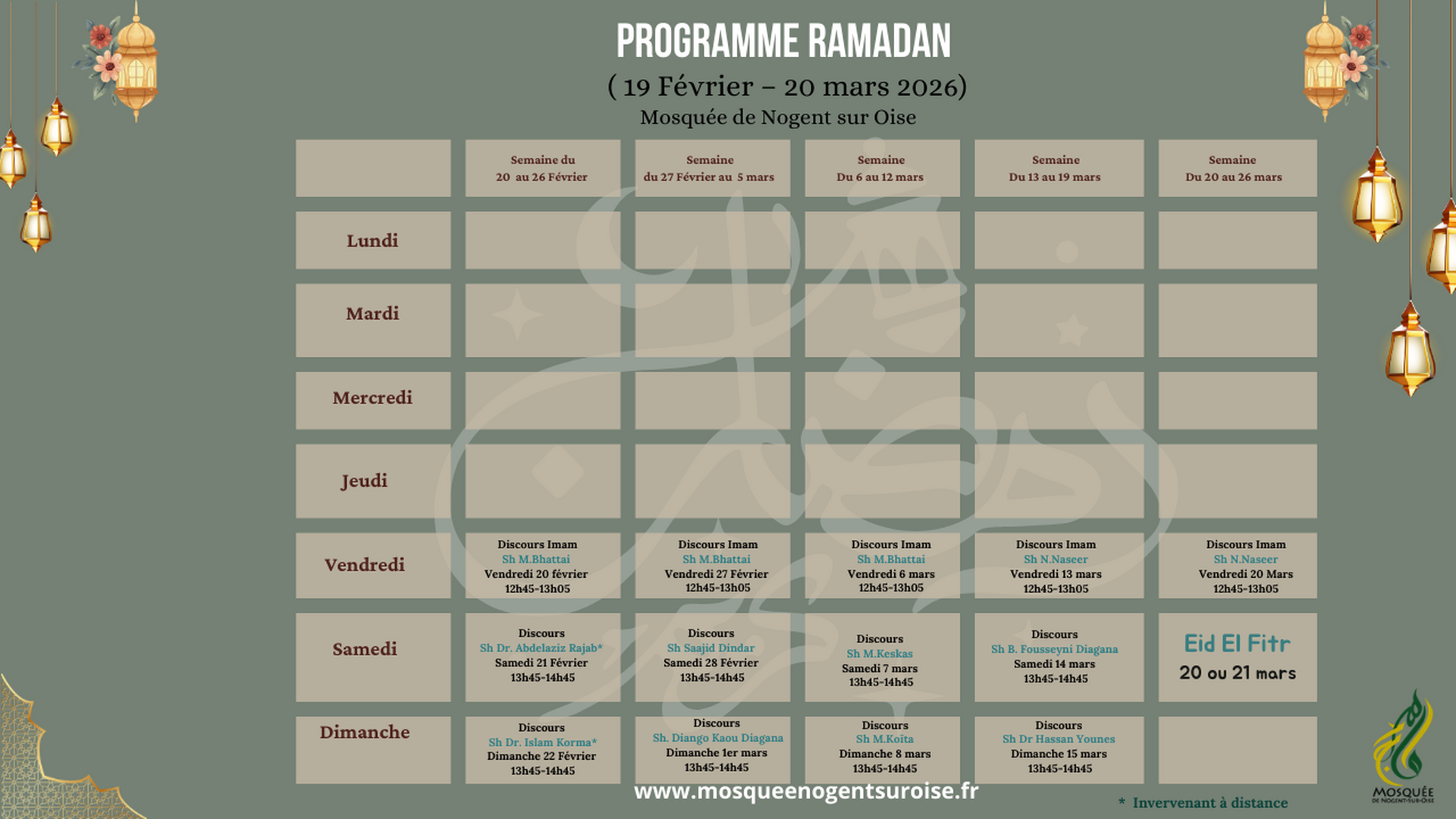 Mawaqit Programme Discours Ramadan 2026