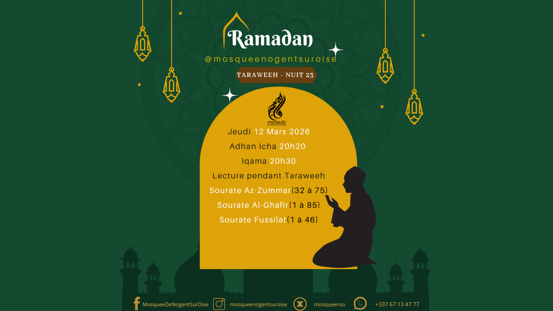 Mawaqit Taraweeh Journalier - 2026