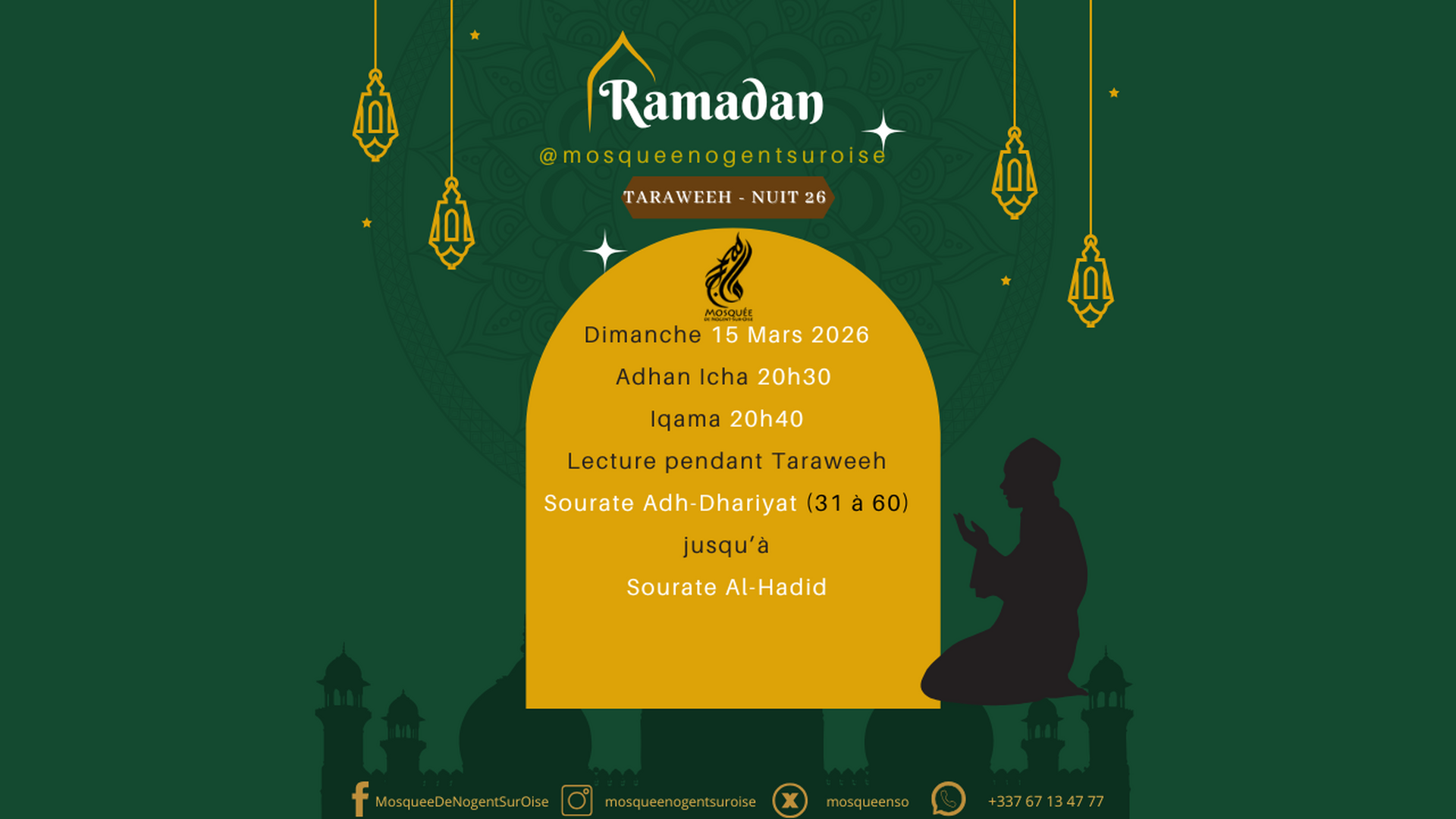 Mawaqit Taraweeh Journalier - 2026