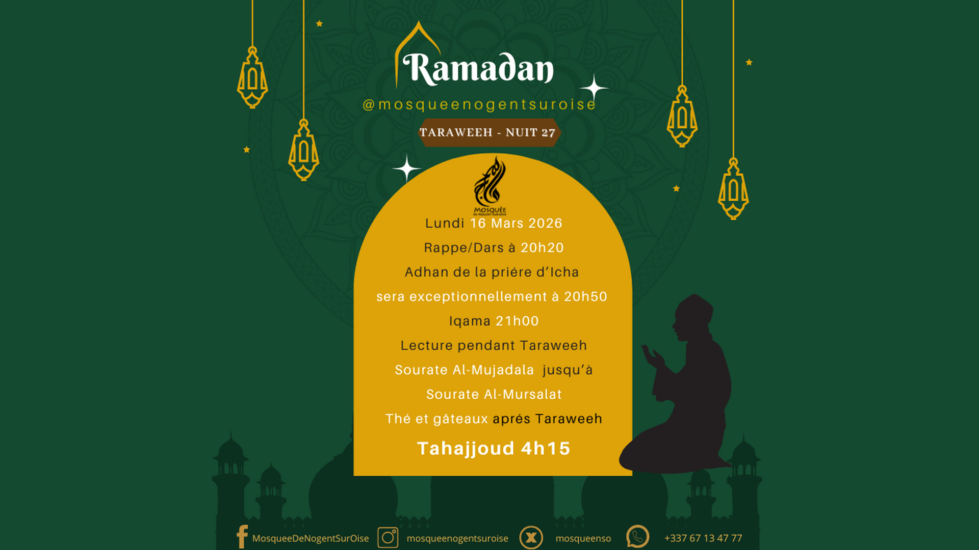 Mawaqit Taraweeh Journalier - 2026