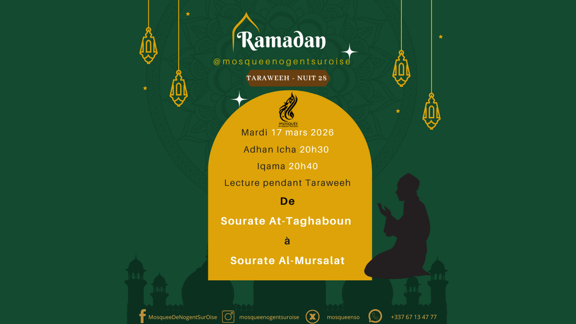 Mawaqit Taraweeh Journalier - 2026